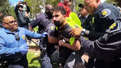Protester being arrested 