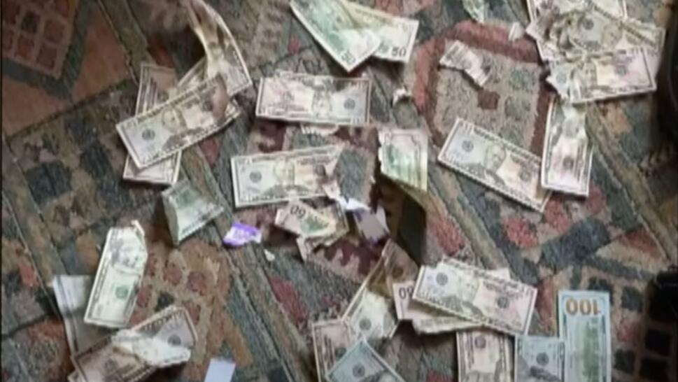 ripped money on the ground