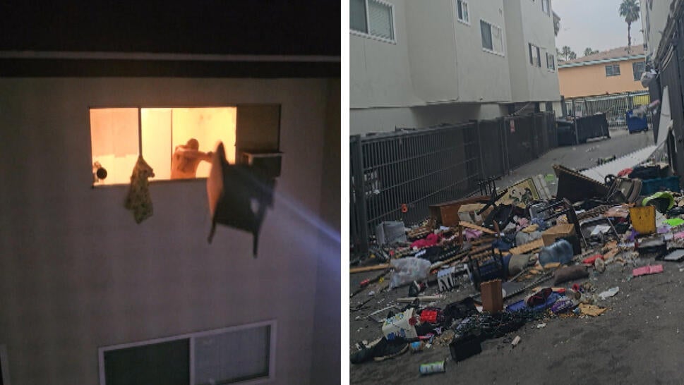 Neighbor Tosses Items Out of His Apartment Window