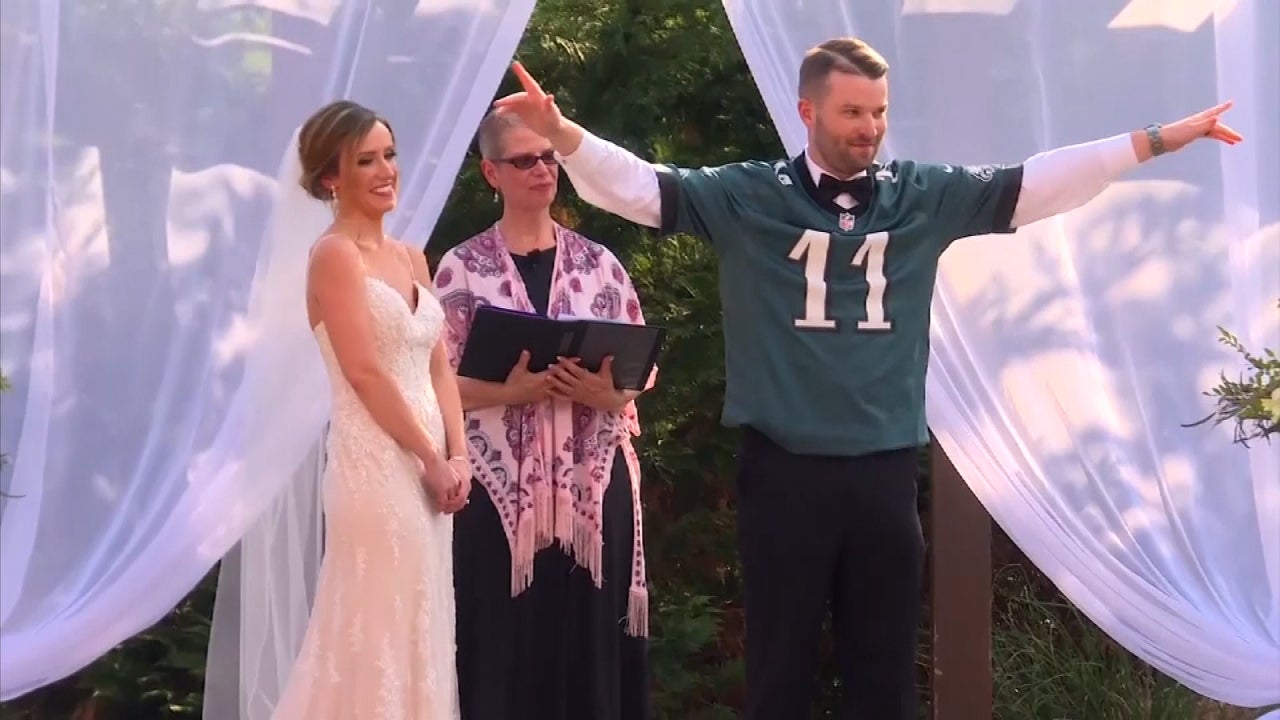 Groom Dons Philadelphia Eagles Jersey at Wedding After Winning Bet