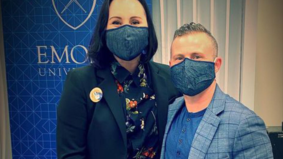 Preston Lee and his spouse masked at the White House