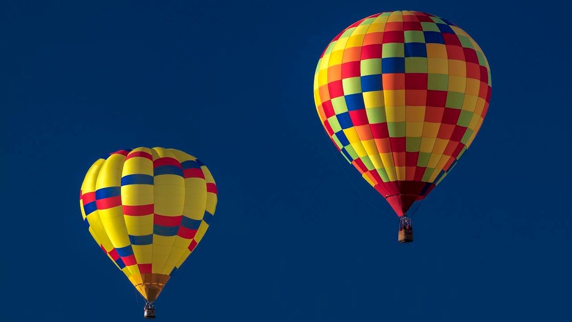 Albuquerque, New Mexico, Colorful Hot Air Balloons at the Albuquerque Balloon Fiesta.