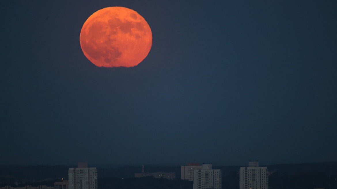 Super moon is seen over Minsk, Belarus on May 26, 2021. 