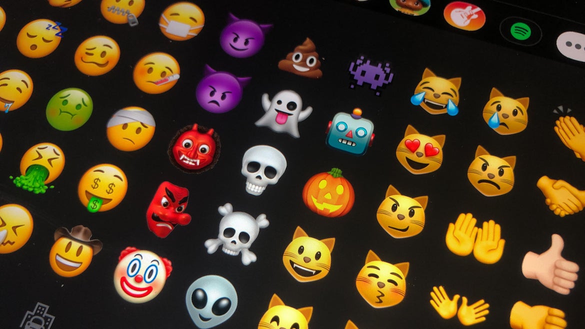 09 July 2020, Berlin: Different emojis are shown on a tablet. From meanwhile more than 3000 different Emojis you can find the right Emoji for almost every occasion.