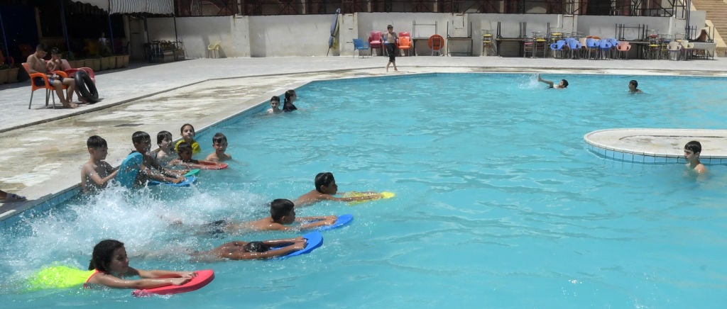 Kids in a pool