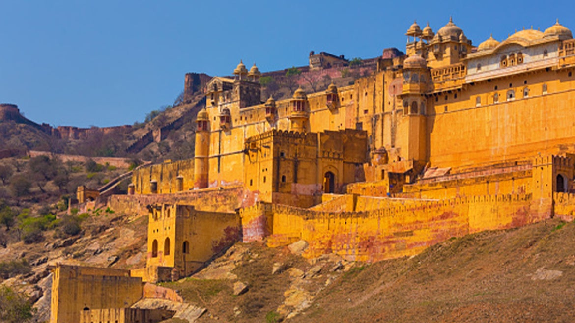 A stock photo of Amer Fort /Amber Fort at Amber near Jaipur, Rajasthan, India.