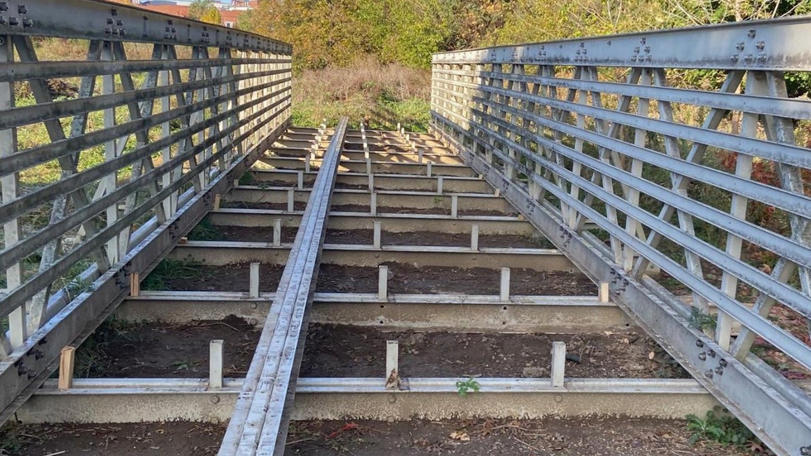 58-foot-long bridge that was reportedly stolen near Arkon, Ohio.