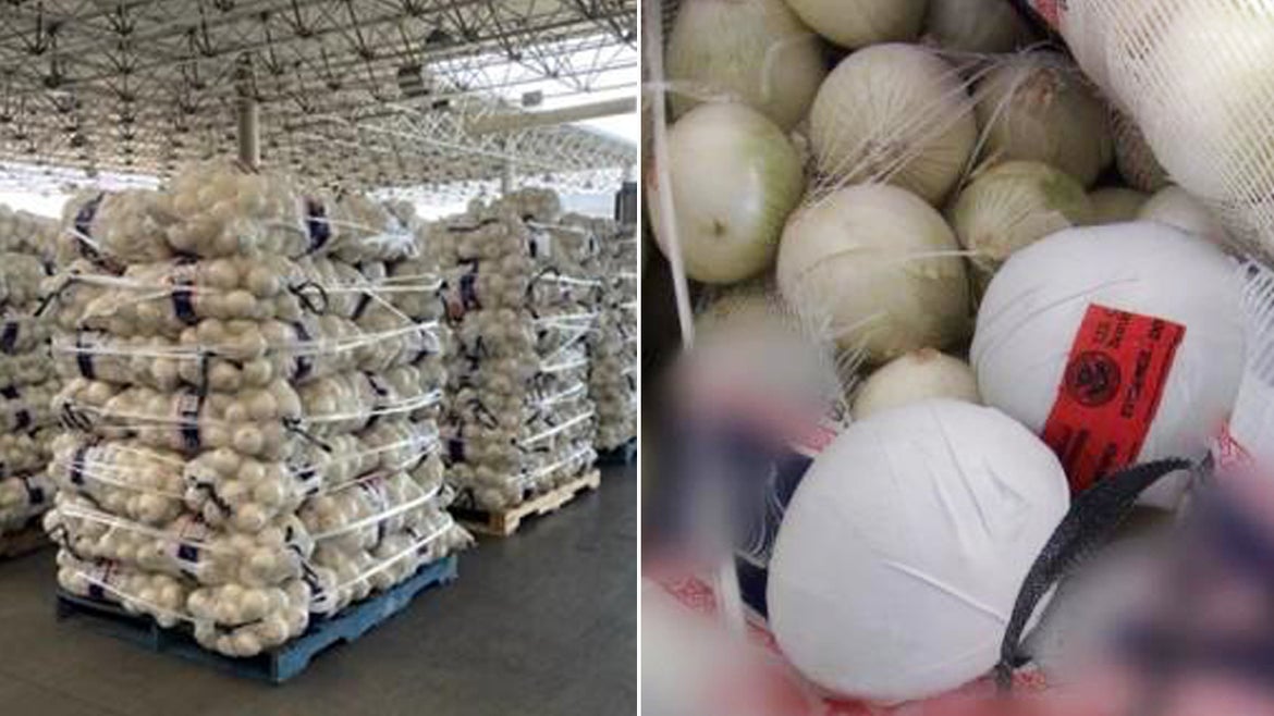 The narcotics were disguised as onions, according to authorities.