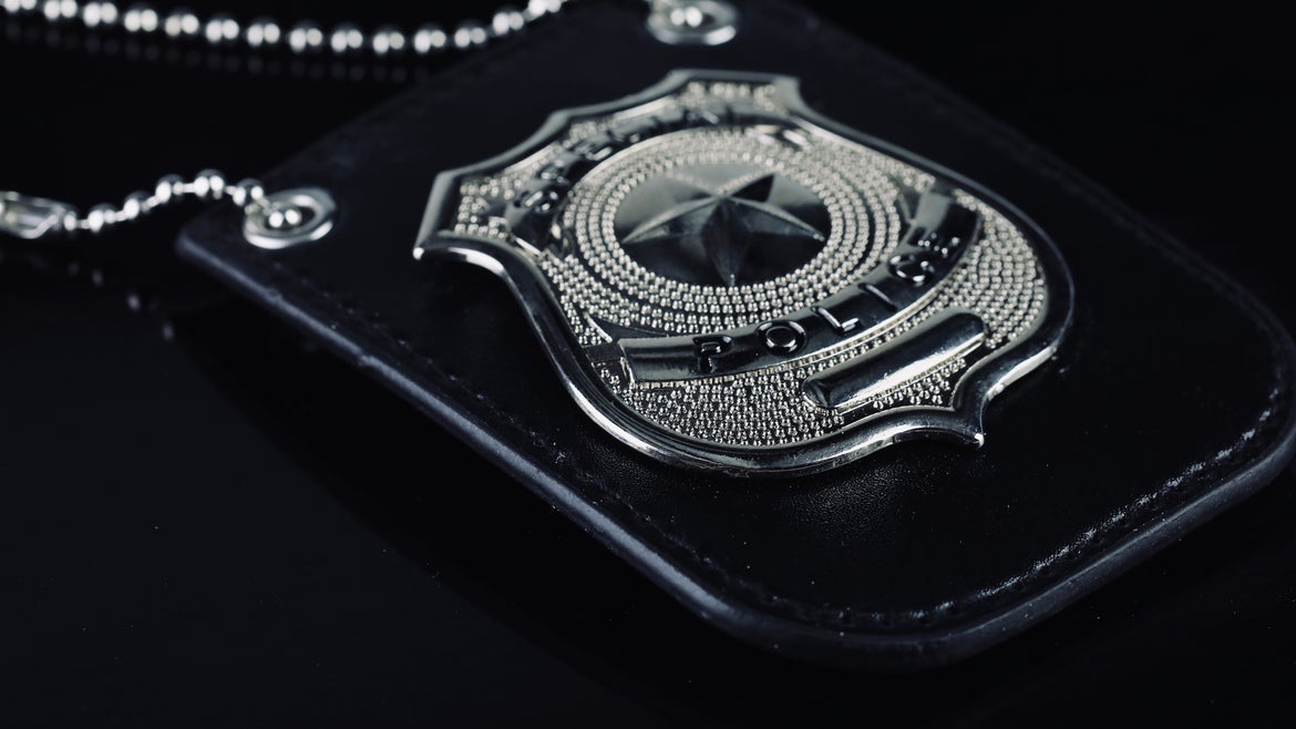 Close up of police badge