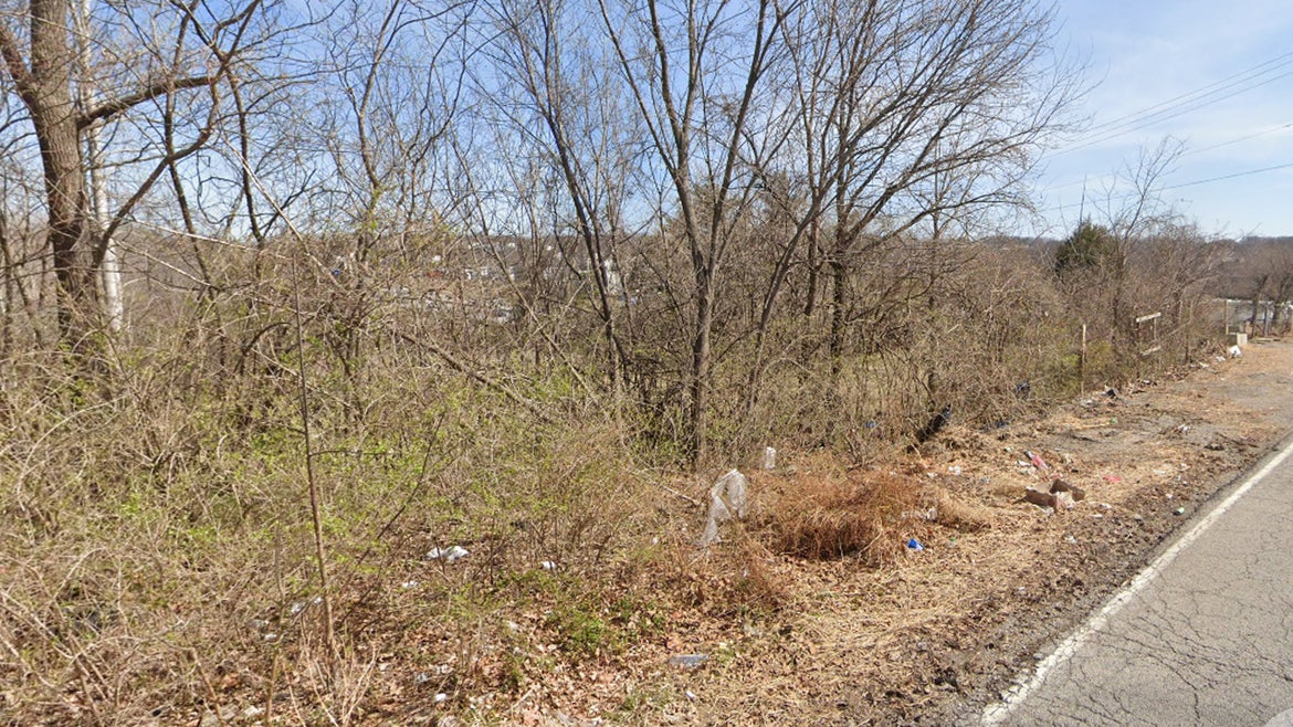 The wooded area nearby where the baby's body was found. 