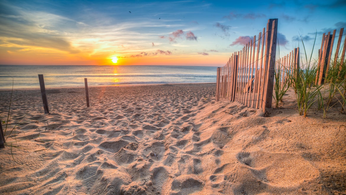 A stock photo of Outer Banks beach in North Carolina.
