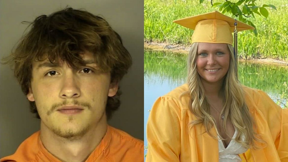 Left: mugshot of Blake Linkous, Right: graduation photo of Natalie Martin