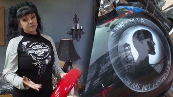 Wisconsin tattoo artist Carrie Lang paints custom motorcycles for veterans.