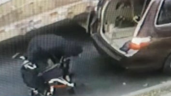 Surveillance video of man taking wheelchair