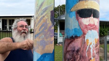 Artist Uses Power Poles as Paint Canvas