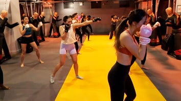 Women participating in a self-defense class