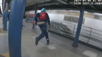 Man running in subway station