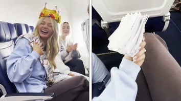 Bride-to-be receives napkins filed with advice from fellow passengers