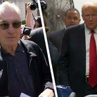 Robert De Niro walking into the courthouse / Donald Trump exiting a room inside the courthouse