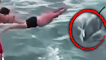 Man belly flops into water