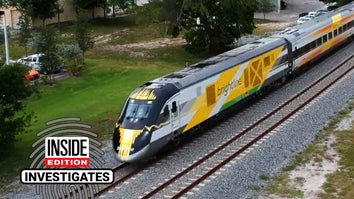 Florida Brightline passenger train moving on tracks