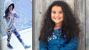 Security footage of Melodee Buzzard in a gray hoodie and leggings / Photo of Melodee Buzzard smiling