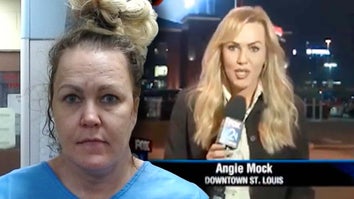 Angie Mock mugshot, reporting the news
