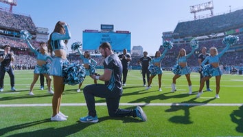 Tennessee Titans cheerleaders Mark Geist, Kinley Propes