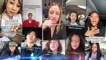Collage of tiktok screenshots of nurses