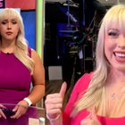 Split image of Carissa Codel in news studio/Carissa Codel laughing during interview with Inside Edition