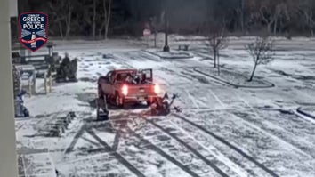 Alleged Thieves Tie Snowblowers To Pickup Truck 