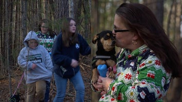Tonda Michelin with grandchildren Melody and Dale, Tonda with dog Coco