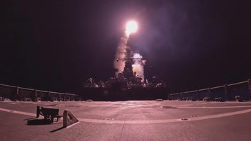Missile launches from U.S. aircraft carrier