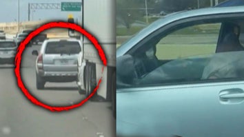 SUV circled in red as it is swerving on the highway / Driver unconscious at the wheel 