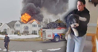 Dog Rescued From House Fire Moments Before Collapse