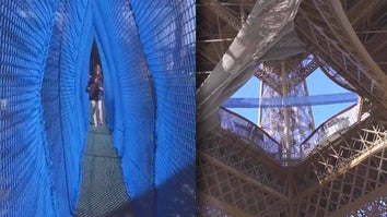 Netted bridge crossing Eiffel Tower