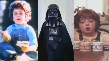 Child sitting on a dock holding a sandwich / Child dressed up as Darth Vader / Child sitting at a kitchen table