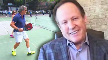 Man playing pickleball / Jeff Webb smiling in an interview