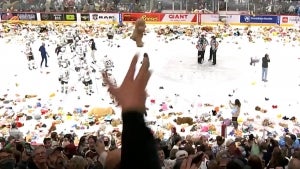 World Record Set With 50,000 Stuffed Animals Tossed Onto Ice at AHL Game