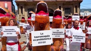 Protesters Dress as T-Rex to Fight ‘Ancient’ Bullfighting Tradition in Spain
