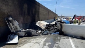 Pilot and Passenger Survive a Fiery Plane Crash on a Southern California Freeway