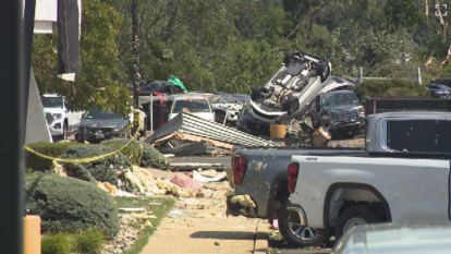 cars damaged in tornado