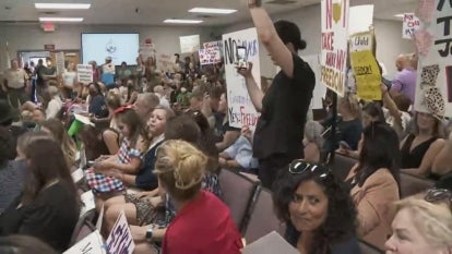 Protests erupted at a school board meeting in Tennessee