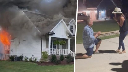 A man proposing after his house caught on fire