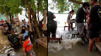 A flooded restaurant 