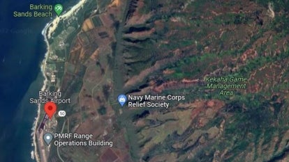 A map showing where the helicopter crash took place near the U.S. Naval base in Hawaii.