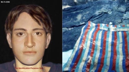 Side-by-side computer rendering of John Houston Doe and the clothes he was found wearing.