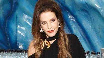 Lisa Marie Presley with Icelandic Glacial at the 80th Annual Golden Globe Awards at The Beverly Hilton on January 10, 2023.