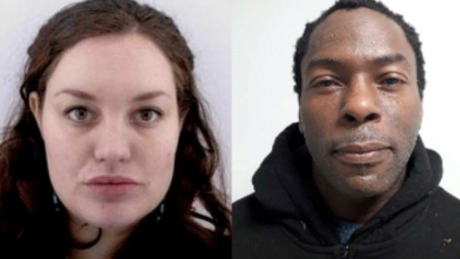 Constance Marten, left, and Mark Gordon, right, are photographed in their mugshots.