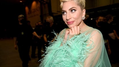 Lady Gaga is photographed at the 2022 Grammy Awards.